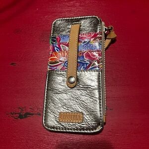 Consuela Silver Wallet with Multicolor Floral Stripe